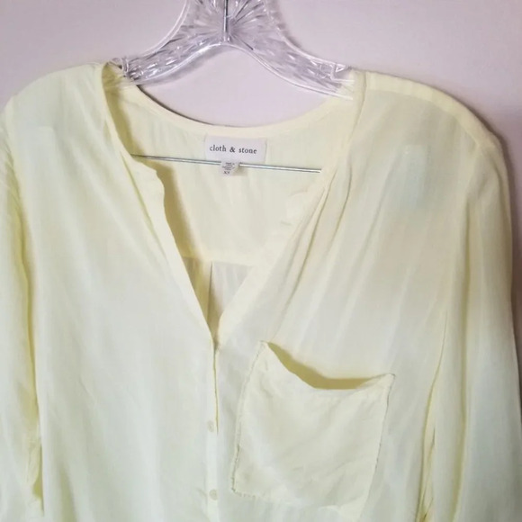 𝅺anthropologie  Cloth & Stone Yellow Button Up Blouse XS - Picture 7 of 13